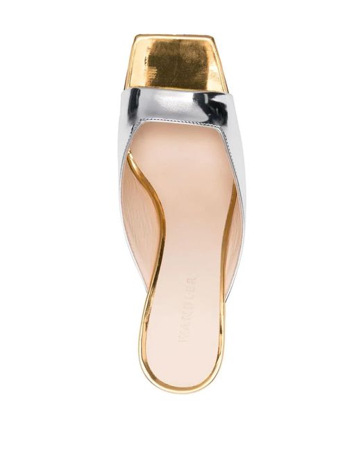 Wandler White Peep-Toe Metallic Mules
