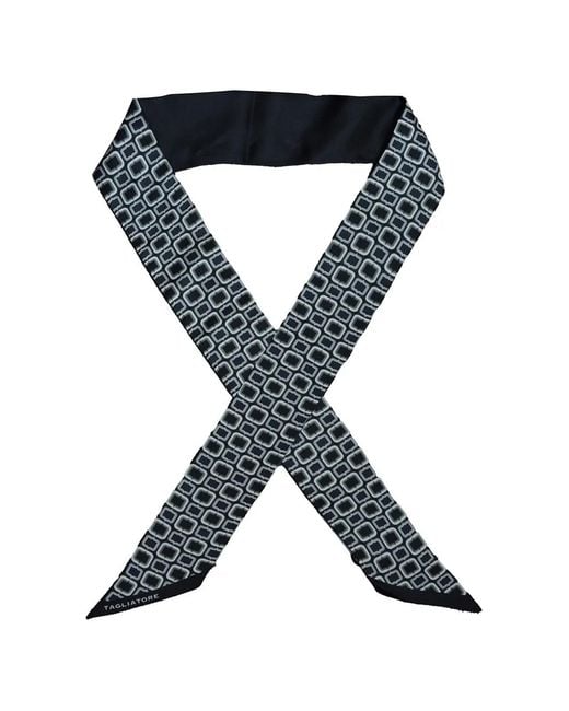 Tagliatore Black Geometric-Print Neckerchief