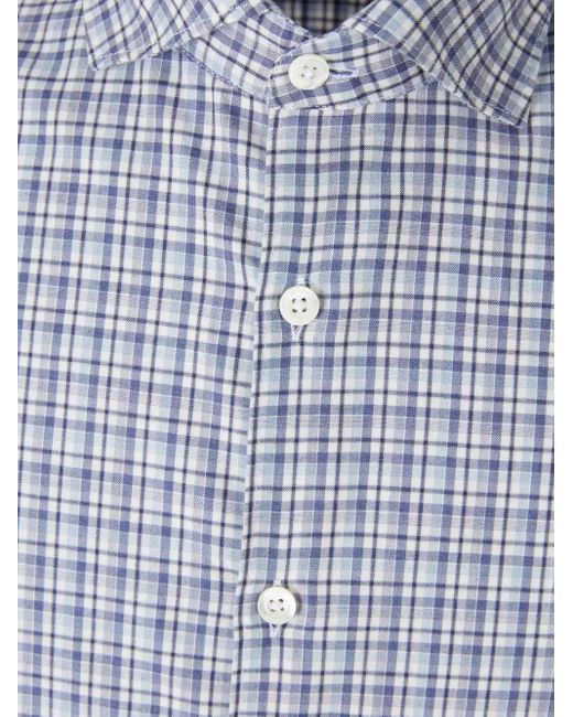 Canali Kariertes Hemd mit Knöpfen in Blue für Herren