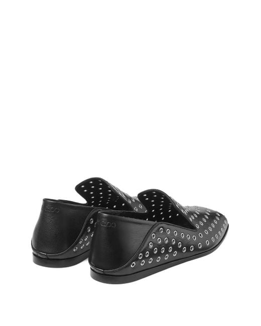 Jimmy Choo Black Eliot Eyelet-Detailed Smoking Slippers for men
