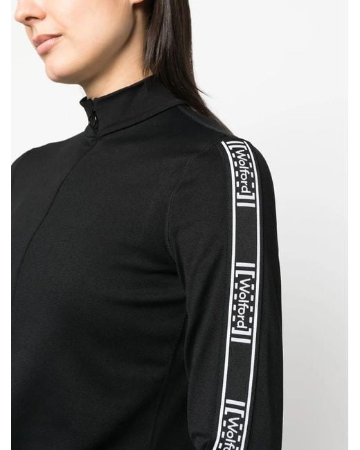 Wolford Black Thermal Logo-Trim Top