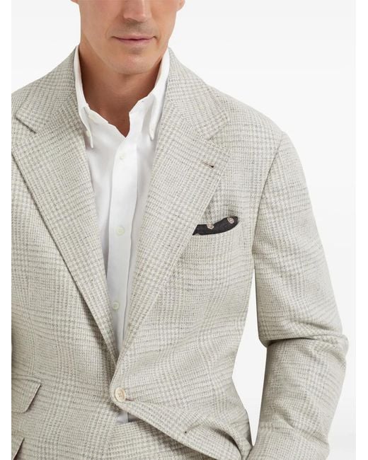 Brunello Cucinelli White Check Blazer for men