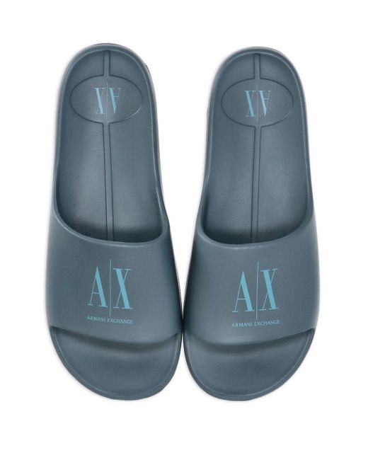 Armani Exchange Slippers Met Logoprint in het Blue voor heren