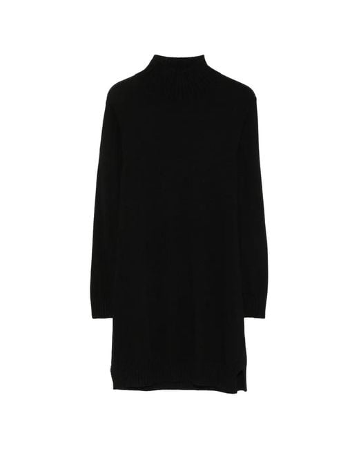 SERGIO MORETTI FIRENZE Black Ribbed-Knit High-Neck Mini Dress