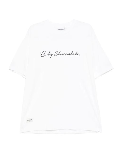 Chocoolate White Logo-Printed T-Shirt for men