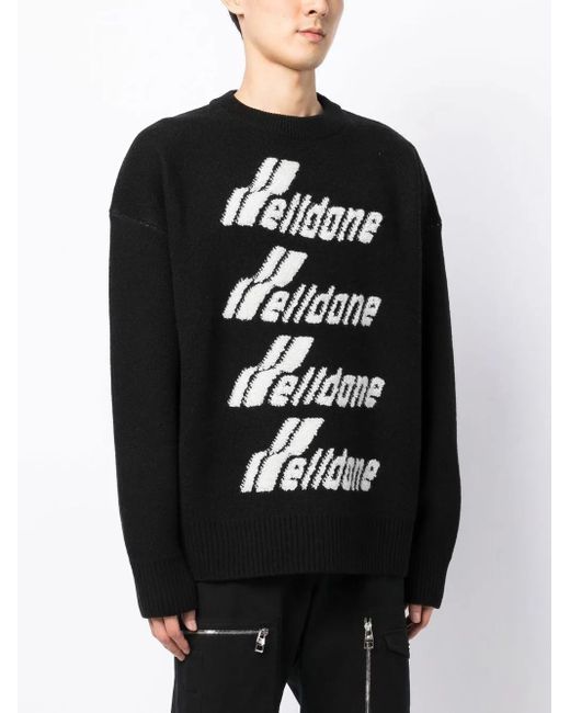 we11done Black Logo-Embroidered Jumper