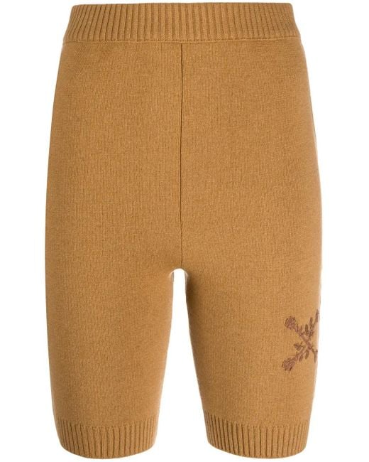 Off-White c/o Virgil Abloh Natural Embroidered Floral Arrows Motif Knitted Shorts