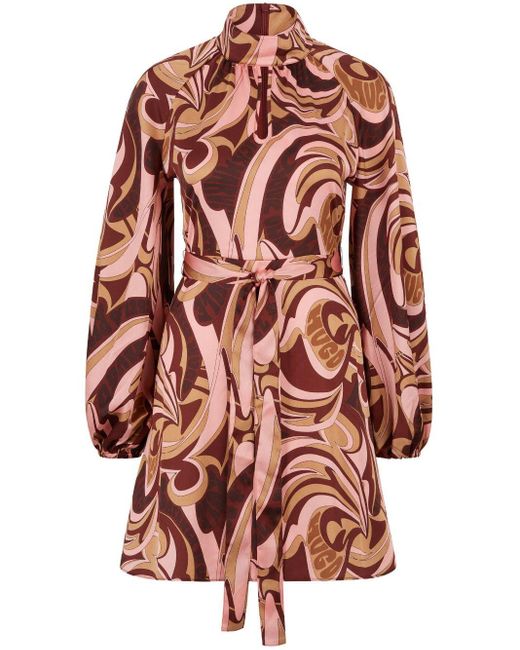 Vestido midi con estampado abstracto HUGO de color Brown