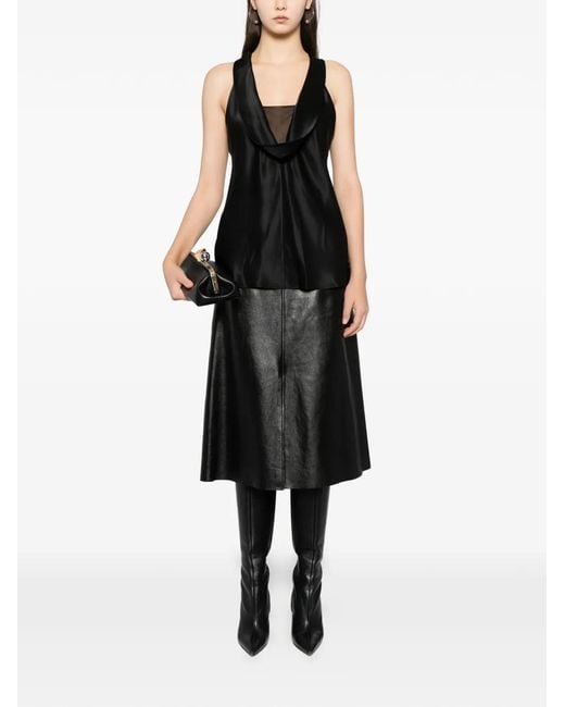 Helmut Lang Black U-Neck Silk Top