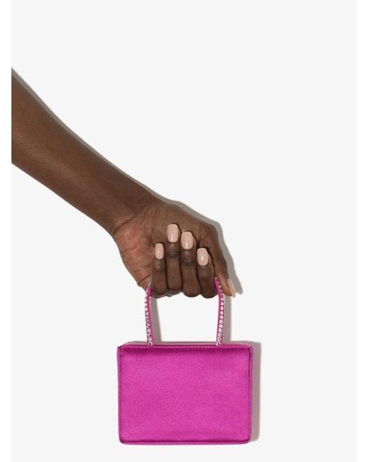AMINA MUADDI Pink Satin Crystal-embellished Mini Bag