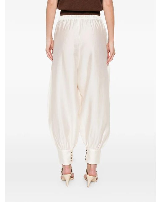 Cordera White Elasticated Sarouel Trousers