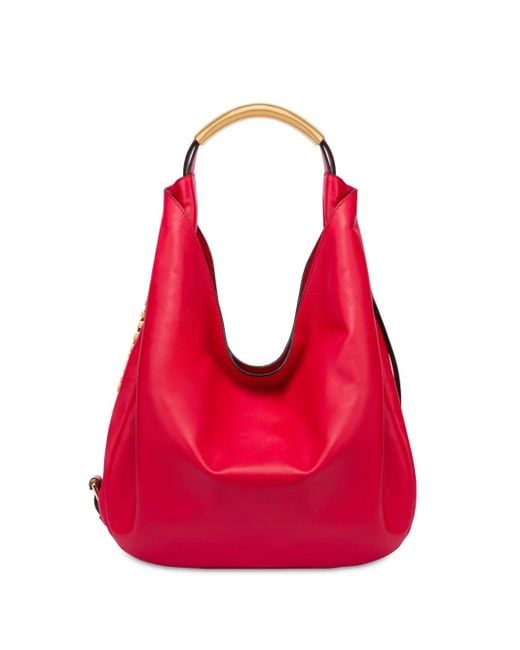 Moschino Red Handle Me Leather Shoulder Bag