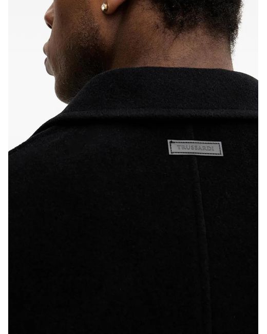Trussardi Black Single-Breasted Coat for men