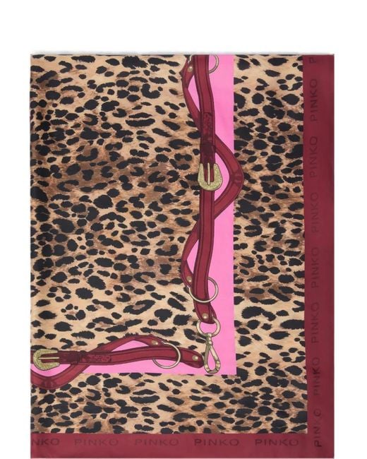 Pinko Pink Leopard-Print Scarf