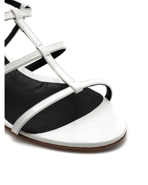 Julie Dee White Strappy Kitten-Heel Sandals