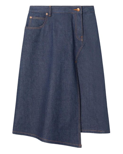 Tory Burch Blue Asymmetric Denim Skirt