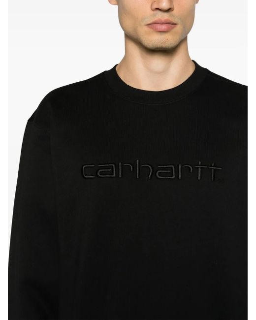 Carhartt Black Cotton Sweatshirt With Embroidered Logo for men
