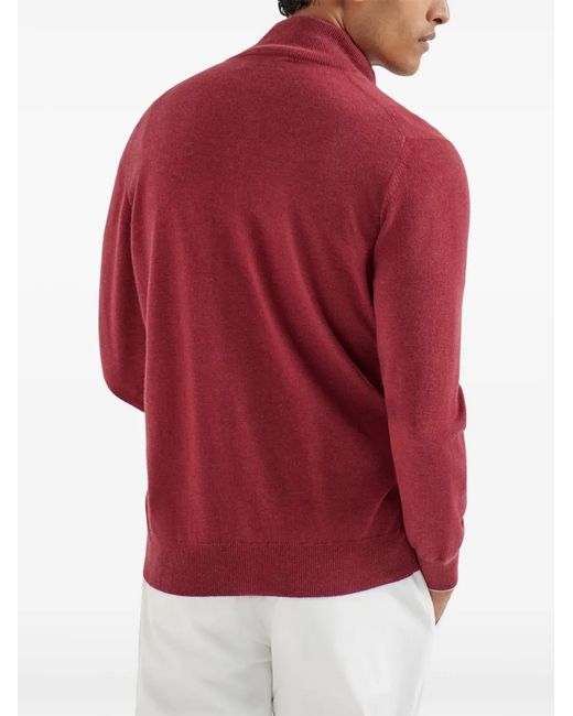 Brunello Cucinelli Red Cashmere Cardigan for men