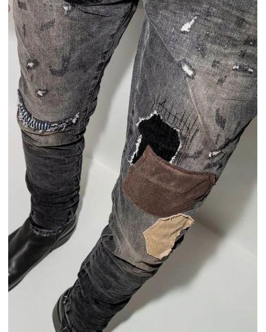 Purple Brand Patchwork-Jeans Im Distressed-Look in Gray für Herren