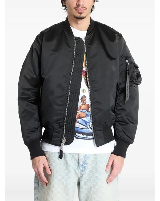 Alpha Industries Black Zip-Up Bomber Jacket for men