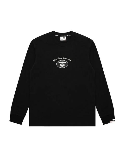 Aape By A Bathing Ape Black Ape Head Logo Long-Sleeved Sweatshirt for men