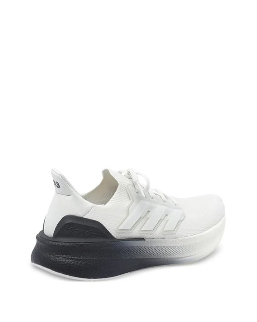 Y-3 White Ultraboost Lace-Up Sneakers