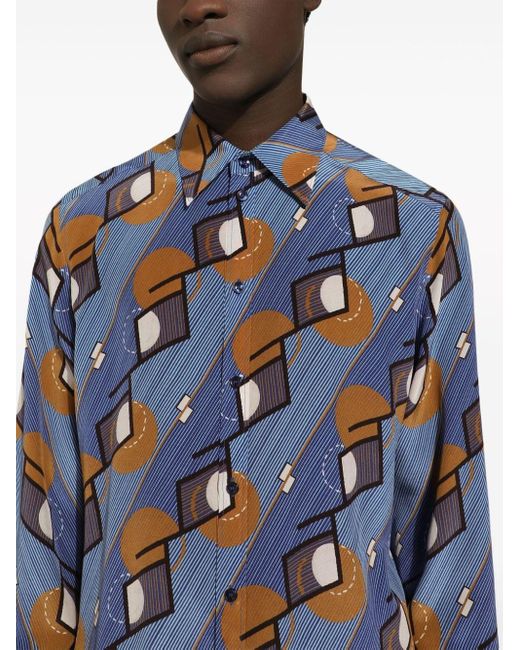 Dolce & Gabbana Overhemd Met Geometrische Print in het Blue voor heren