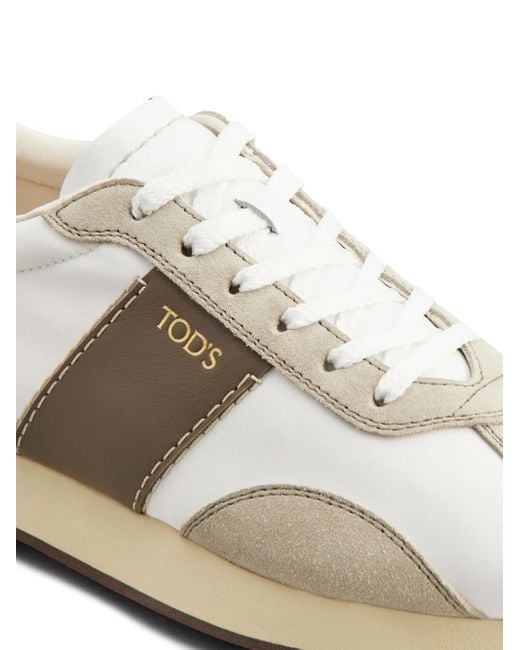 Tod's Natural Suede-Trimmed Sneakers