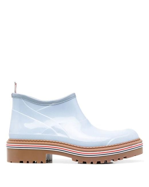Thom Browne White Stripe-Trim Ankle Boots for men