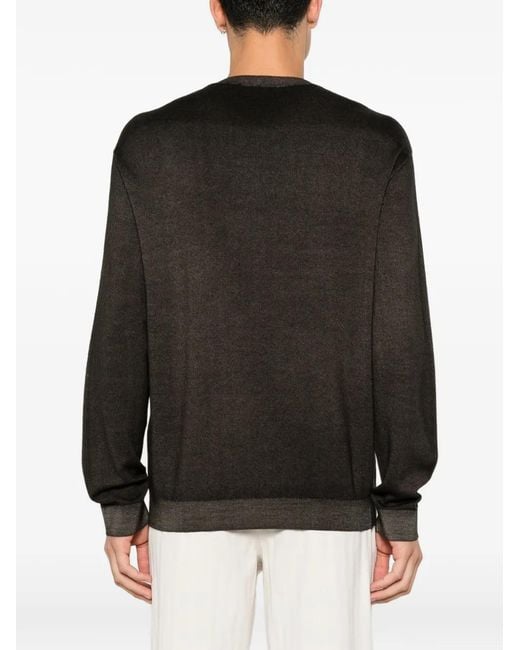 Emporio Armani Black Ribbed-Trim Wool Sweater for men