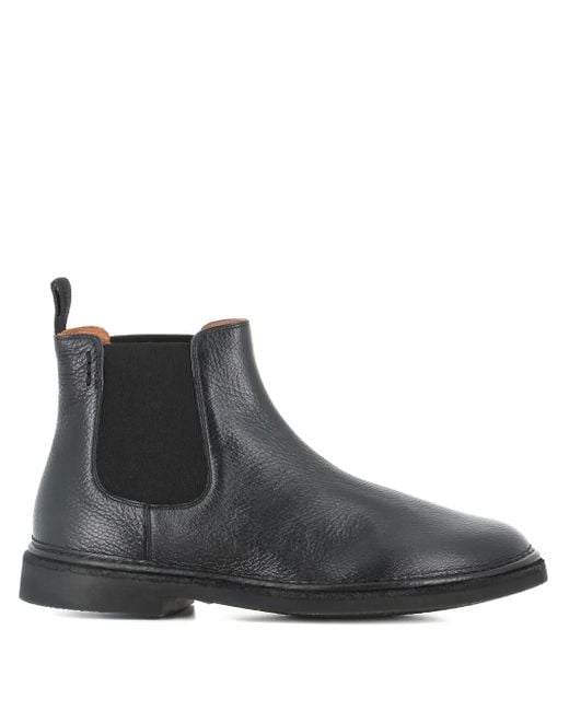Alexander Hotto Black Elastic-Panel Leather Chelsea Boots for men