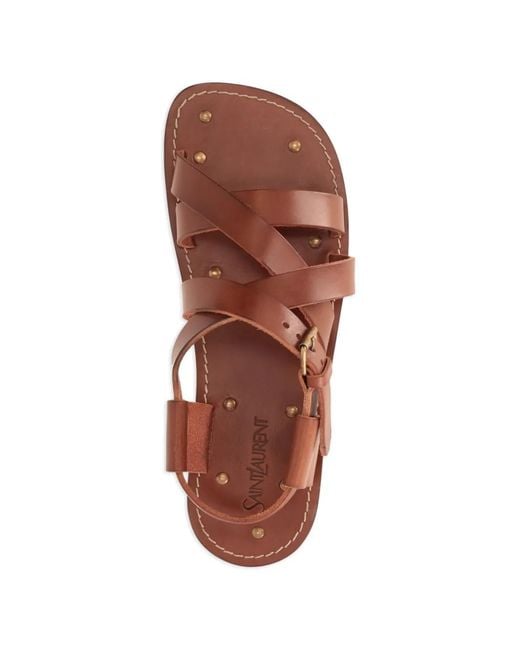 Saint Laurent Brown Cheever Buckle-Fastening Flat Sandals for men