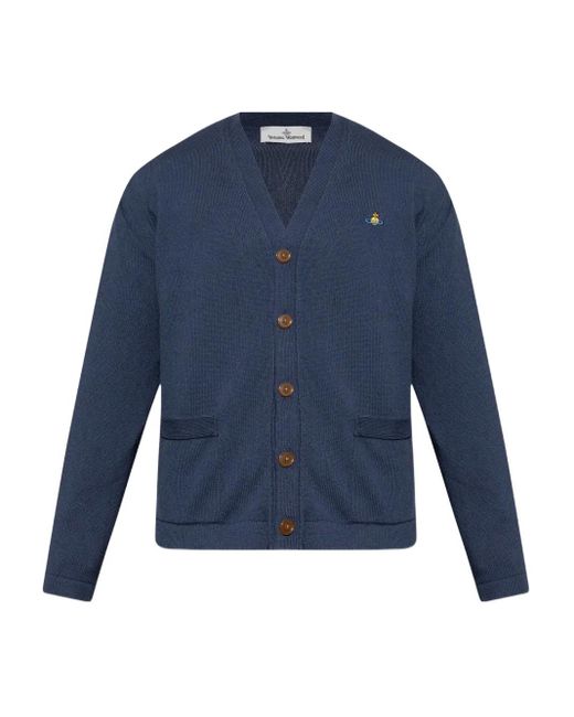 Vivienne Westwood Blue Orb-Embellished Cardigan for men
