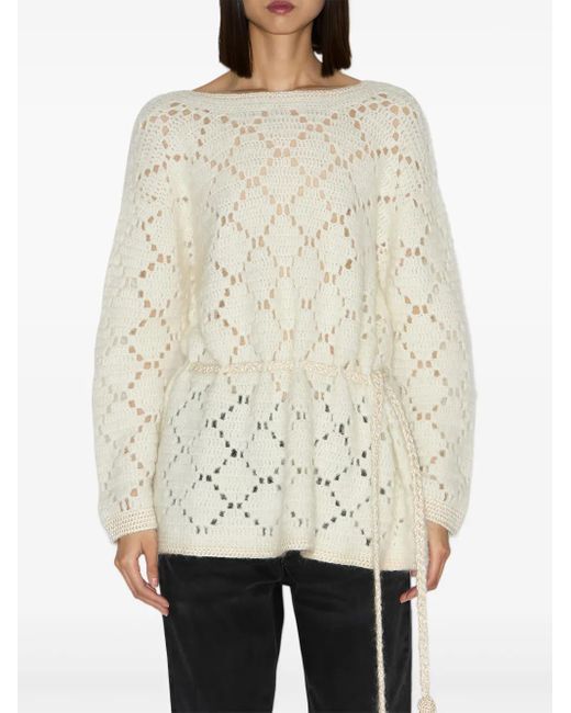 Isabel Marant Natural Merida Diamond-Pattern Pullover