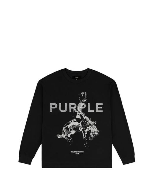 Purple Brand Black Houston Rodeo Long-Sleeve Riding T-Shirt for men