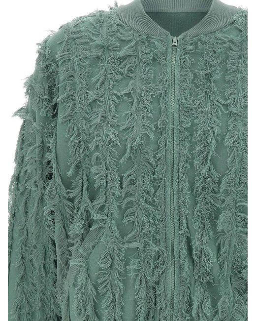 Kangra Green Frayed Zip Jacket