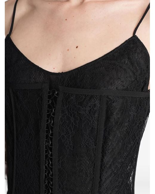 GIUSEPPE DI MORABITO Black Lace-Overlay Corset Maxi Dress