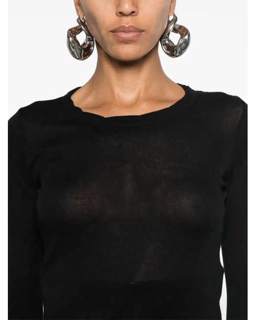 Rick Owens Black Rib Ls T T-Shirt