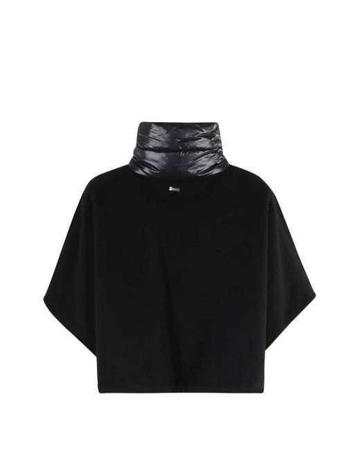 Herno Black Padded-Panel High-Neck Coat