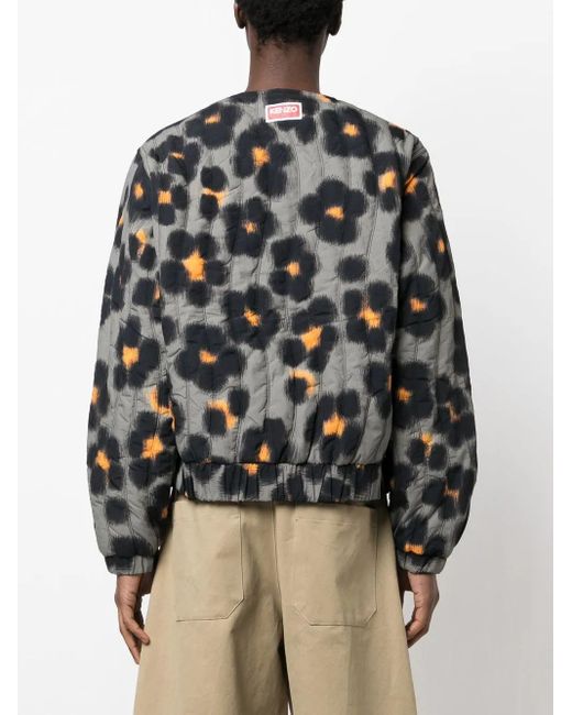 KENZO Black Hana Leopard Reversible Bomber Jacket for men