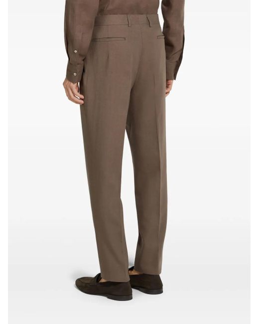 メンズ Zegna Oasi Lino パンツ Brown