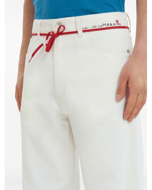 Marni White Tie-waist Straight-leg Jeans for men