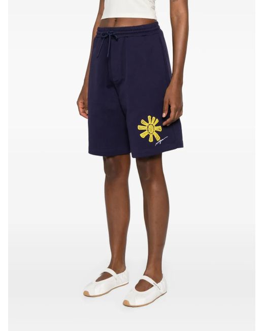 MSGM Blue Embroidered Shorts