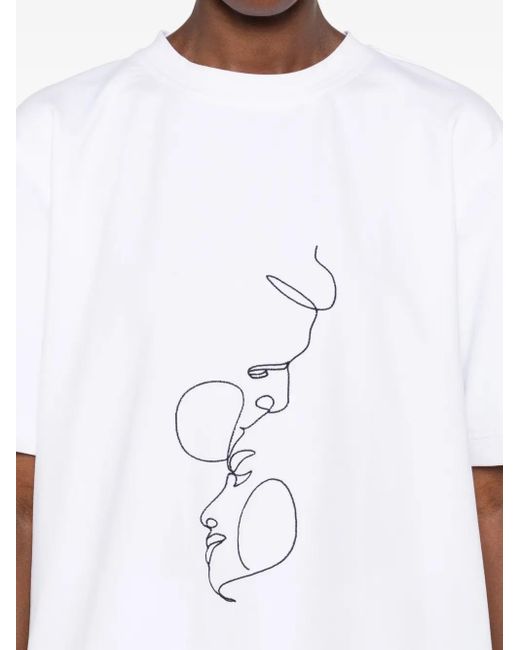 Hamza White T-Shirt mit Line-Art-Print