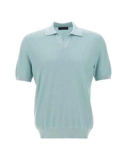 Gran Sasso Blue Tennis Skipper Tricot Polo Shirt for men