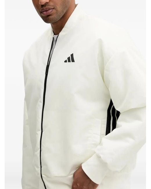 Adidas White Veste Bomber Zippée À Logo for men