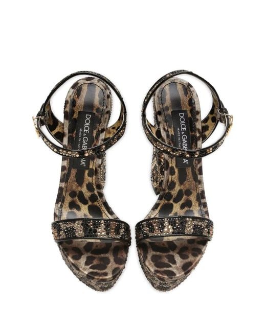 Dolce & Gabbana Metallic Leopard-Print Platform Sandals