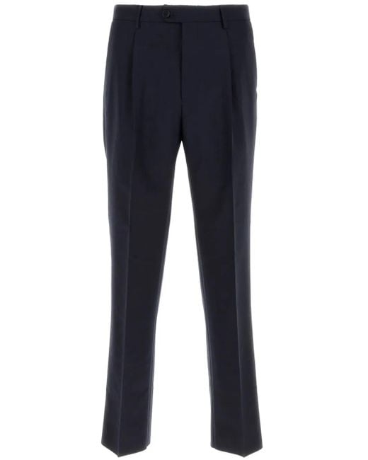 Etro Blue Pleated Wool Trousers for men
