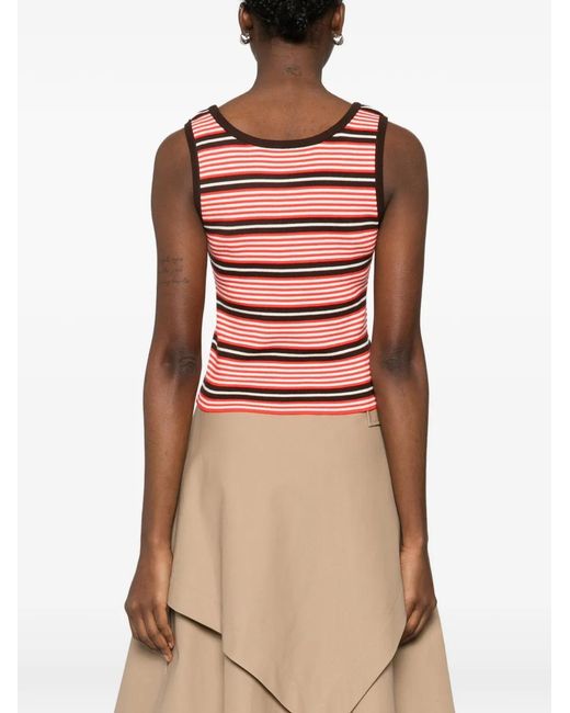 Prada Gestreepte Top in het Red