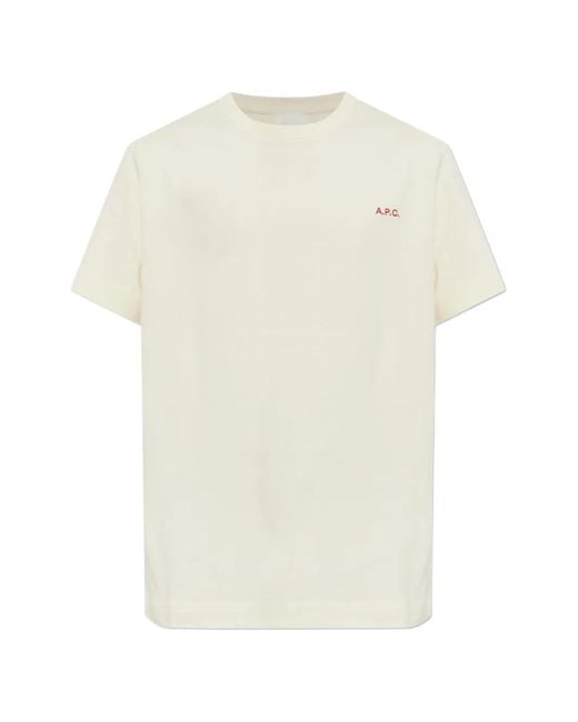 A.P.C. White Oliver Logo-Embroidered T-Shirt for men